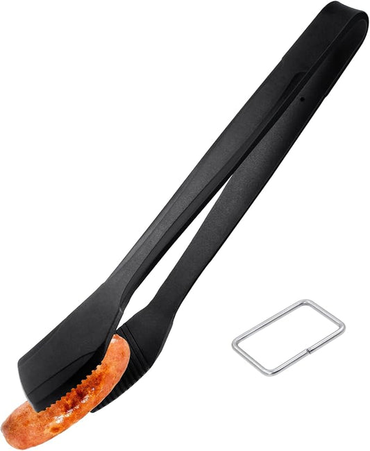 Silicone BBQ Tongs, Stainless Steel Clamp for Grilling & Salad | 11" silicone kitchen tongs, stainless steel BBQ clamp, multipurpose for bread, steak, fish & salad, heat-resistant & non-slip