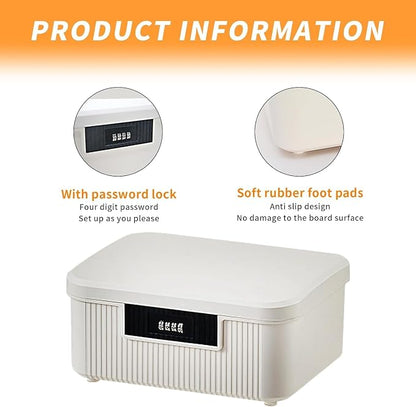 RUIAN Lockable Storage Container Bin, 4.2 Gallon Security Portable Combination Lock Plastic Box, Locked Security Box Suitable for Storing Important Items and Documents (Milk White)