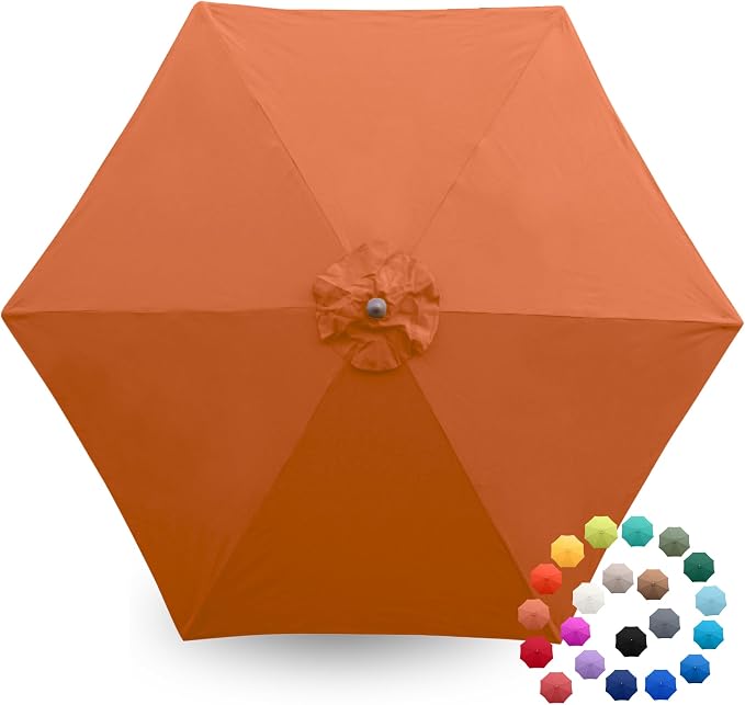 Formosa Covers 9ft 6 Ribs Market Patio Umbrella Replacement Canopy - Top Canvas - 600D UV Protective and Water Resistant Umbrella Fabric - Premium Replacement Canopy Cover ONLY (Terracotta)