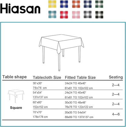 Hiasan Buffalo Plaid Tablecloth Waterproof, 2 Pack, 54 x 54 inch - Black and White Checkered Table Cloth Square for Outdoor Picnic/Party/Dining