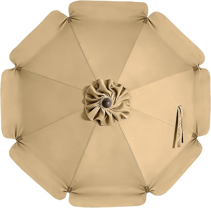 MASTERCANOPY Valance Patio Umbrella 9 ft Replacement Canopy for 8 Ribs-Khaki Canopy Only