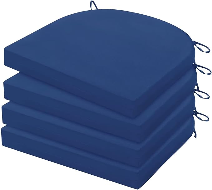 HARBOREST Outdoor Chair Cushions Set of 4, Water Resistant Patio Chair Cushions with Ties, Outdoor Seat Cushions for Patio Furniture, 17"x16"x2", Royal Blue