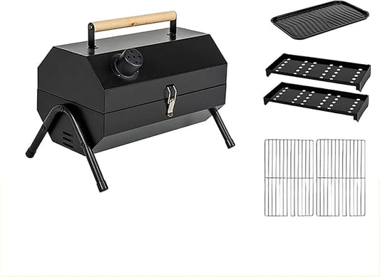 EKsma Portable Foldable Outdoor Charcoal Grill for Grilling Charcoal Grill for Grilling Meat, Fish and Vegetables(Black)