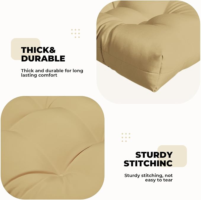 DANGHOOGY Wicker Chair Cushions, Waterproof Outdoor Loveseat Cushions for Patio Furniture, Tufted Wicker Furniture Cushions, 1 Loveseat and 2 U-Shaped Cushions, Khaki