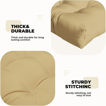 DANGHOOGY Wicker Chair Cushions, Waterproof Outdoor Loveseat Cushions for Patio Furniture, Tufted Wicker Furniture Cushions, 1 Loveseat and 2 U-Shaped Cushions, Khaki