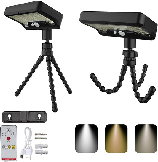 2PiecesClip On Solar Motion Sensor Lights Outdoor,Rechargeable,3 Modes ABS+PS Texture Suitable for Camping Garden Decorating,Solar Motion Sensors Outdoor Light for BBQ Grills,Garden