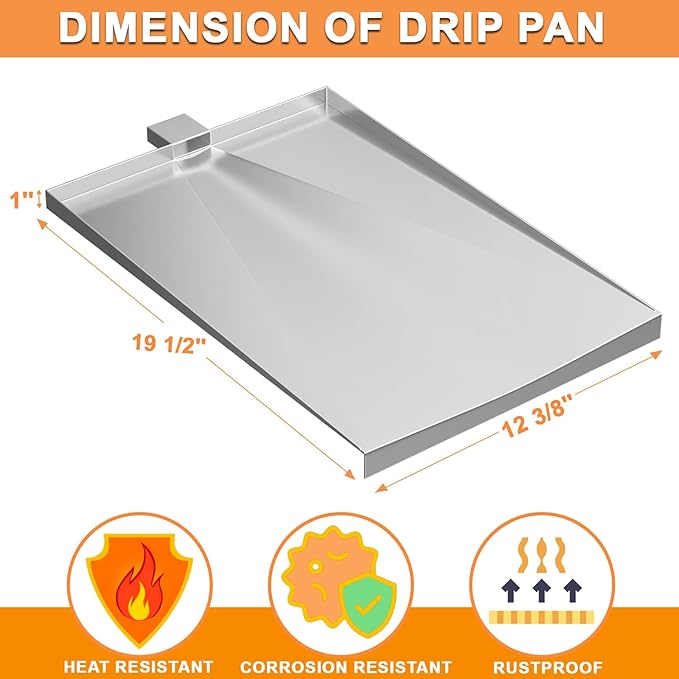 SUB025 BBQ055 Drip Pan Replacement Parts for Traeger Drip Tray, Traeger Bronson 20, BBQ055.04 BBQ155.01 BBQ155.02 CAN155.01 CAN155.45 TFB29LZA BBQ055.00 Junior Elite 20, Tailgater 20 Grease Tray