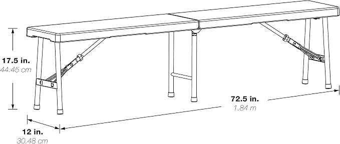 Office Star Resin Furniture for Indoor or Outdoor Use, Single, Fold in Half 6 Foot Bench