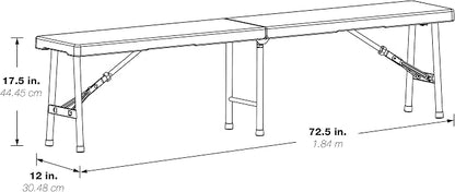 Office Star Resin Furniture for Indoor or Outdoor Use, Single, Fold in Half 6 Foot Bench