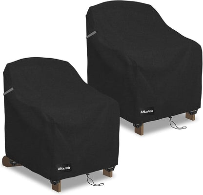 ANartcle Patio Adirondack Chair Cover 2 Pack,600D Waterproof Heavy Duty Outdoor Chair Covers,Adirondack Chair Covers(30W x 34D x 36H inches),Patio Furniture Covers,Black