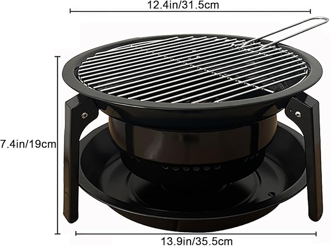 Portable Charcoal Grill, Outdoor BBQ Grills, Foldable, with Carry Bag, for Garden Picnic/Camping/Home Bonfire/Party