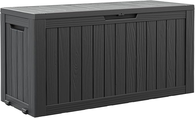 Bifanuo 75 Gal Large Outdoor Deck Storage Box, Deck Box, Resin Organizer With Lockable Lid, Packaging Delivery Box, Patio Deck Box, Large Storage Space, Outdoor Seating, Easy To Install