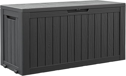 Bifanuo 75 Gal Large Outdoor Deck Storage Box, Deck Box, Resin Organizer With Lockable Lid, Packaging Delivery Box, Patio Deck Box, Large Storage Space, Outdoor Seating, Easy To Install