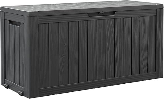 Bifanuo 75 Gal Large Outdoor Deck Storage Box, Deck Box, Resin Organizer With Lockable Lid, Packaging Delivery Box, Patio Deck Box, Large Storage Space, Outdoor Seating, Easy To Install