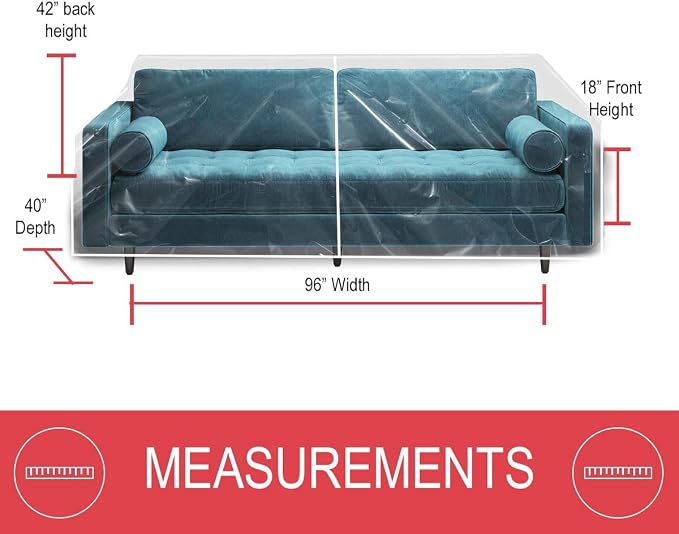LAMINET Thick Crystal Clear Heavy-Duty Water Resistant Sofa/Couch Cover - Perfect for Protection Against CAT/Dog Clawing, Kids and Grandkids- Sofa - 42" BH x 18" FH x 96”W x 40”D