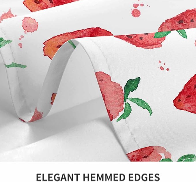 TKS MITLAN Red Strawberry Decorative Rectangle Tablecloth Summer Fruits Strawberry Leaves Polyester Table Cloths Kitchen Table Cover for Dining BBQ Picnic Coffee Table 60 x 84 Inch 6-8 Seats