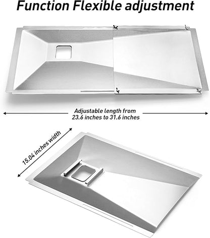 Adjustable Grease Tray with Drip Tray Suitable for Nexgrill,Expert Grill | Universal Drip Tray For 3/4/5/6 Burner Gas Grill,Suitable for Nexgrill,Dyna Glo,Kenmore,BHG, Backyard,Length 23.6“ to 31.6”