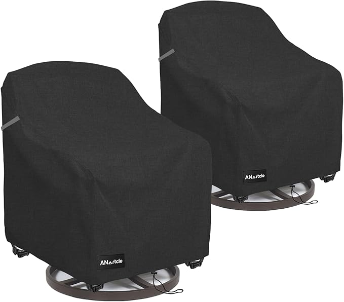 ANartcle Patio Swivel Rocking Chair Cover 2-Pack,100% Waterproof Heavy Duty Outdoor Chair Covers,Patio Furniture Covers Waterproof(27.5 W x 32.5 D x 39 H inches)Black.
