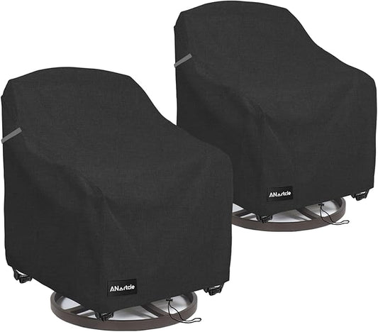 ANartcle Patio Swivel Rocking Chair Cover 2-Pack,100% Waterproof Heavy Duty Outdoor Chair Covers,Patio Furniture Covers Waterproof(27.5 W x 32.5 D x 39 H inches)Black.