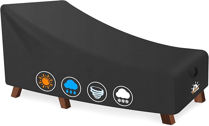 Zettum Outdoor Lounge Chair Cover - Waterproof Patio Chaise Lounge Chair Cover, 600D Heavy Duty Fade-Resistant Outdoor Seating Covers for Pool Lounge Chair, Lawn Bench Furniture 72 x 30 x 30 Inch