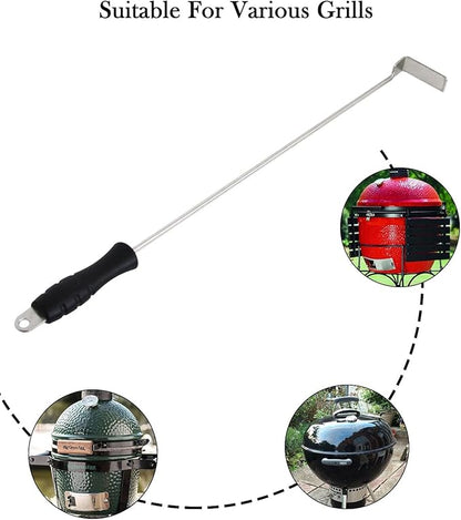 18 Inch BBQ Ash Tool for Kamado Joe Charcoal Smoker Big Green Egg Wood Burning Stove Ash Rake Grilling Poker Accessories Charcoal Garden Tools Grill Cleaning Tools