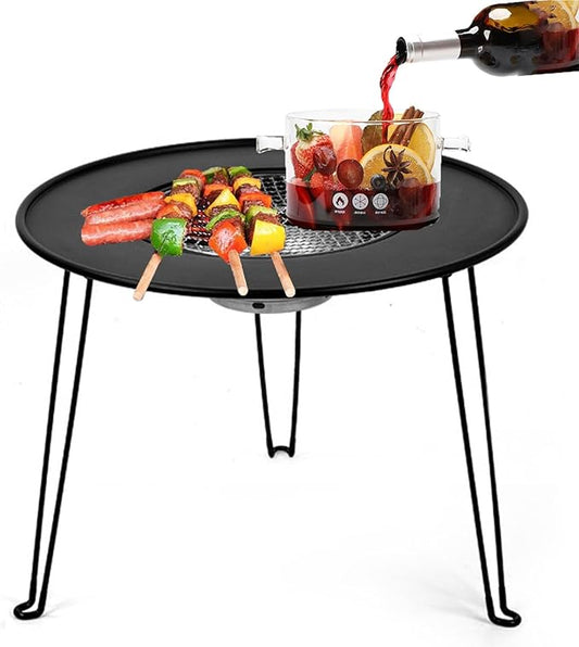 Portable Charcoal Grill for Camping BBQ, Outdoor Barbecue Grill with Folding Table, Dual Use as BBQ Charcoal Grill & Coffee Table, Lightweight Camping Grill for Garden Party Beach,A-1