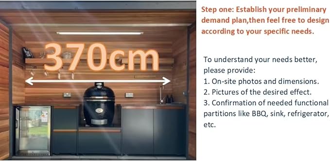 Modern Outdoor Kitchen with Automatic Lift Canopy - Integrated LED System & Smart Storage - Premium Prefab BBQ Island