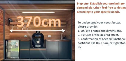 Modern Outdoor Kitchen with Automatic Lift Canopy - Integrated LED System & Smart Storage - Premium Prefab BBQ Island
