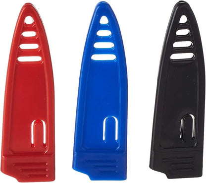Mercer Culinary Non-Stick Paring Knives with ABS Sheaths, 4 Inch, Red/Blue/Black, 3 Pack