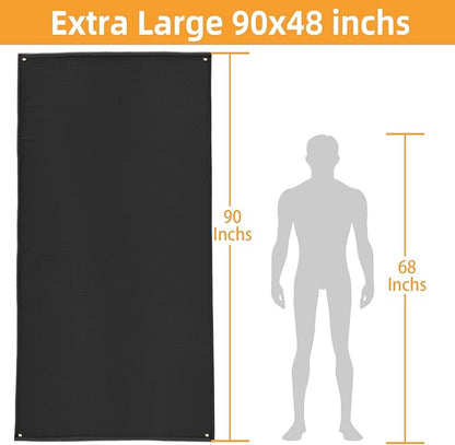 90" x 48" Extra Large Grill Mat - Grill Matt for Outdoor Grill Deck Protector Compatible with Blackstone Griddle, Charcoal Grills & Gas Grills, Fireproof Grill Pads & Floor Mats, Black