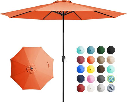 JEAREY 11' Patio Umbrellas Outdoor Table Market Umbrella w/Crank, 8 Sturdy Ribs, UV Protection Windproof for Garden, Deck, Backyard, Pool(Orange)