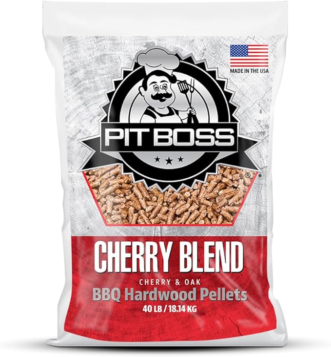 Pit Boss 100% All Natural BBQ Hardwood Pellets for Cooking, Grilling, and Smoking | 40lbs. Wood Pellets for Pellet Grills and BBQ Smokers | Cherry Blend