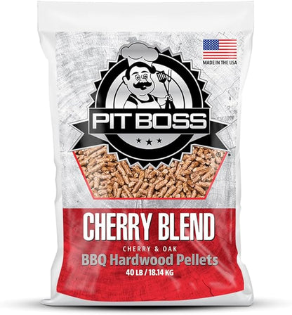 Pit Boss 100% All Natural BBQ Hardwood Pellets for Cooking, Grilling, and Smoking | 40lbs. Wood Pellets for Pellet Grills and BBQ Smokers | Cherry Blend