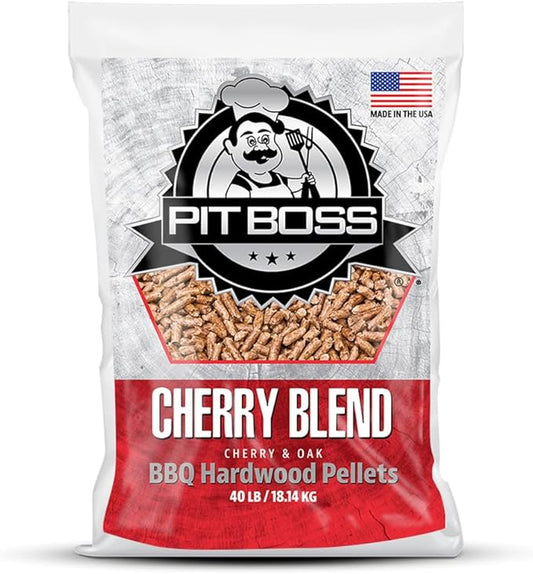 Pit Boss 100% All Natural BBQ Hardwood Pellets for Cooking, Grilling, and Smoking | 40lbs. Wood Pellets for Pellet Grills and BBQ Smokers | Cherry Blend