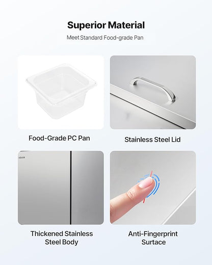 VEVOR 72"W Commercial Refrigerator, 18.7 Cu. Ft Sandwich Prep Refrigerated Table, Mega Top Food Prep Fridge with 18 Pans and Cutting Board, Stainless Steel Salad Prep Cooler for Restaurant, Food Truck