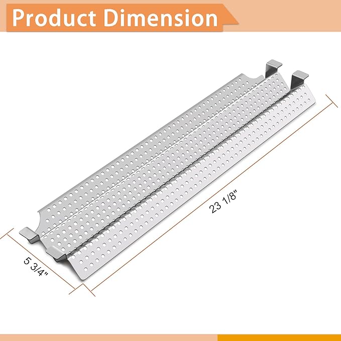 4 PC Heat Plate Tent Shield Replacement for Viking VGBQ 30 in T Series, VGBQ 41 in T Series, VGBQ 53 in T Series, VGBQ30, VGBQ41, VGBQ53, BBQ Parts Burner Cover Flame Tamer, Stainless Steel, 23 1/8"