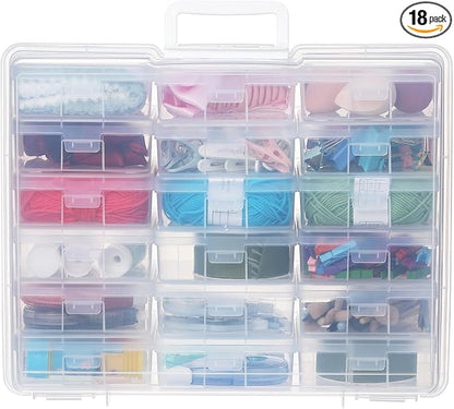 Plastic Storage Box with 18 Small Boxes Large Storage Box (18 Pack-Clear) | Multifunctional Design,Stackable,See Through,Versatile Organization,Space-Saving,Durable,Dust Protection,Clear