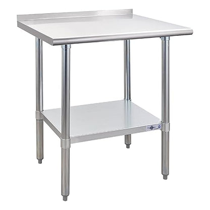 Profeeshaw Stainless Steel Prep Table 24''x30'' Workbench with Backsplash | NSF Commercial Metal Work Table, with Undershelf, Heavy Duty Table, for Kitchen, Restaurant, Home, Gargae and Hotel, 18-gauge