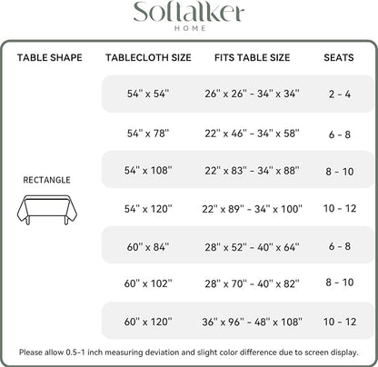 Softalker Gingham Checkered Tablecloth Rectangle - Outdoor Waterproof Buffalo Plaid Table Cloth, Stain Resistant Washable Table Cover for Picnic, Camping, Dining - Black and White, 54 x 78 Inch