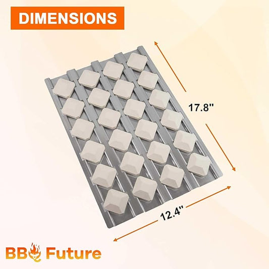BBQ Future Grill Replacement Parts for Alfresco Gas Grill, Ceramic Briquettes Tray for Alfresco ALX2-30, ALX2-42, ALX2-56 Series Gas Grills, Heat Plate with 24pcs Ceramic Briquettes, 3 Pack