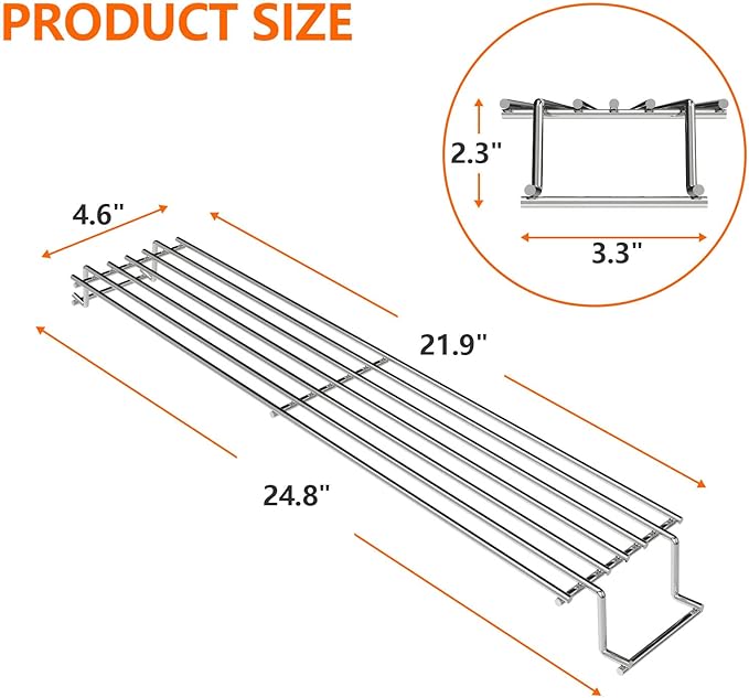 7641 Warming Rack for Weber Spirit 300 & GS4 Spirit II 300 Series E-310 320 330 S-310 320 330 Gas Grills with Front Control Knobs, Upper Rack for Weber Genesis Silver Gold B/C Gas Grill, 24.8 Inch