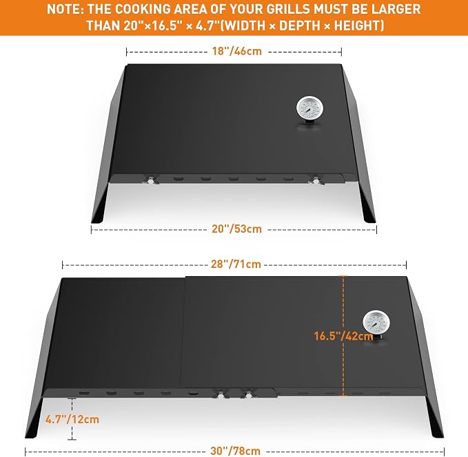 Skyflame Universal Metal Pizza Oven Kit | 20-30 inch Adjustable Width, Grill Top Pizza Oven Box, For Most Gas Grills, Pellet Grill Conversion Kit