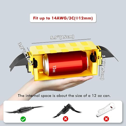 Flemoon 2 Pack IP55 Small Outdoor Electrical Box Waterproof for Power Strip | Inner 5.9 x 3.2 x 1.8inch, Extension Cord Cover with Detachable Awning Covers for Plug, Outlet, Holiday Lights, Yellow