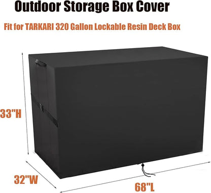 Outdoor Storage Box Cover for TARKARI 320 Gallon Deck Box | Waterproof Resin Storage Bin Cover Deck Box Covers-68" L x 32" W x 33" H