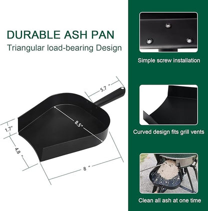 BBQ Ash Removal Tool Set for Big Green Egg Accessories, Kamado Grill Cleaning Tools Include Ash Rake and Ash Pan and Grill Grate Lifter(AT+AP+GG)