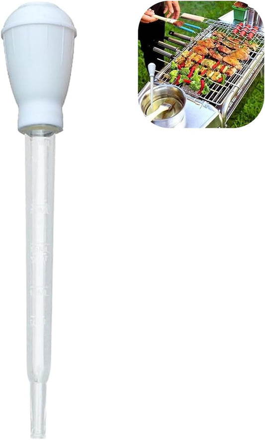 Turkey Baster for Cooking, 30ml 1 oz Turkey Oil Suction Tube with Scale, Clear Barbecue Turkey Baster Large Meat and Poultry Basters, Portable Safe Tools for Kitchen BBQ Daily Cooking, White