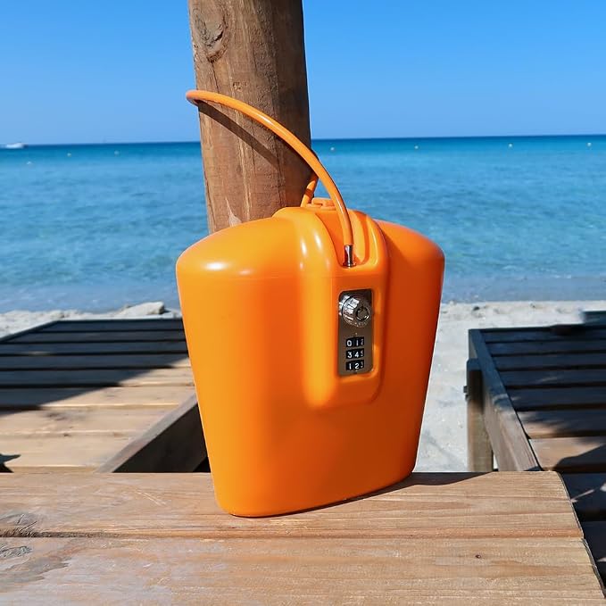 SAFEGO Portable Indoor/Outdoor Lock Box Safe with Key and Combination Access (Orange)