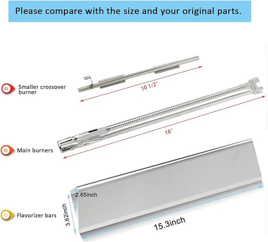 Spirit e210 Grill Replacement Parts for Weber Spirit I & II 200 Spirit E210 E220 S210 S220 GS4 200 with Front Control, 7635 Flavorizer Bars and 69785 67024 Burner for Weber Spirit 2 E210 Grill Parts