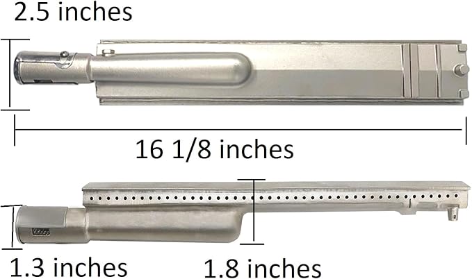 HONSIN 4 Set Heavy Duty Cast Stainless Steel Grill Burners for Bull, Premium Outdoor BBQ Gas Grill Burner Replacements for Bull, Cal Flame, Blaze, Aussie, Bakers & Chefs, Thermos Turbo CharBroil