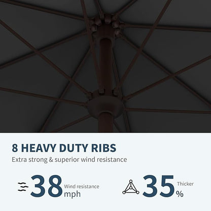 PatioKingdom 11FT Patio Umbrella,Outdoor Umbrella with Push Button Tilt and Crank,Market Table Umbrella with 8 Sturdy Fiberglass Ribs UV Protection